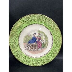 Vtg Imperial By Salem China Service Plate 10.5” 23K‎ Gold  Victorian Ladies USA